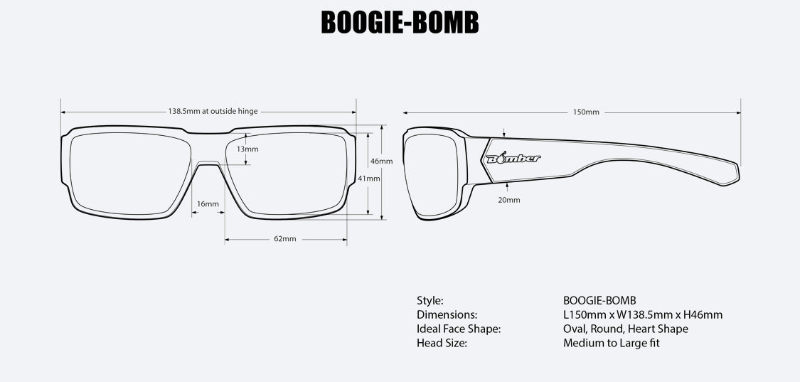 BOOGIE Safety -Silver Mirror Crystal - Bomber Eyewear Nz