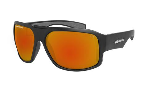Mega Bomb Matt Black Red Mirror Polarised - Bomber Eyewear Nz