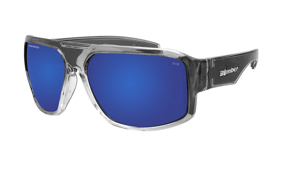 MEGA Safety - Polarized Blue Mirror Crystal - Bomber Eyewear Nz