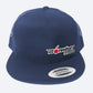 FLAT BILL NAVY SNAPBACK TRUCKER HAT WITH BOMBER LOGO - Bomber Eyewear Nz